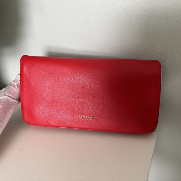 Tory Burch Red Clutch with Gold Accents - Picture 2 of 6